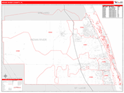 Indian River Wall Map Red Line Style